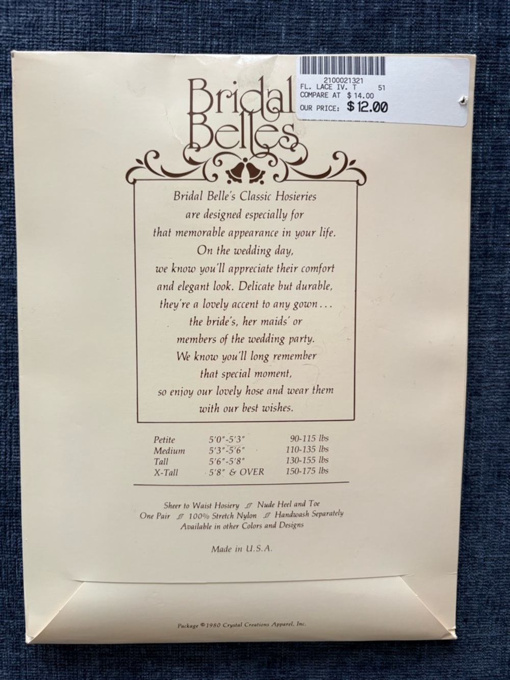 VTG NWT 80’s Bridal Belles Ivory Embroidered Tights Size Tall - Picture 8 of 15